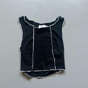 Princess Polly Black + White Crop Top